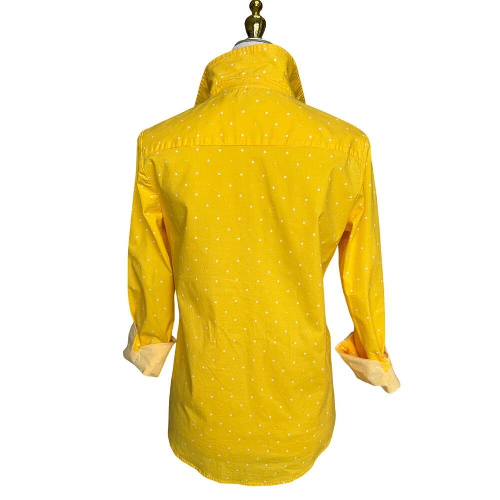 Woman's U.S. Polo Assn Yellow Polka Dot Button Down Shirt Stretch Cotton Medium - Picture 5 of 11